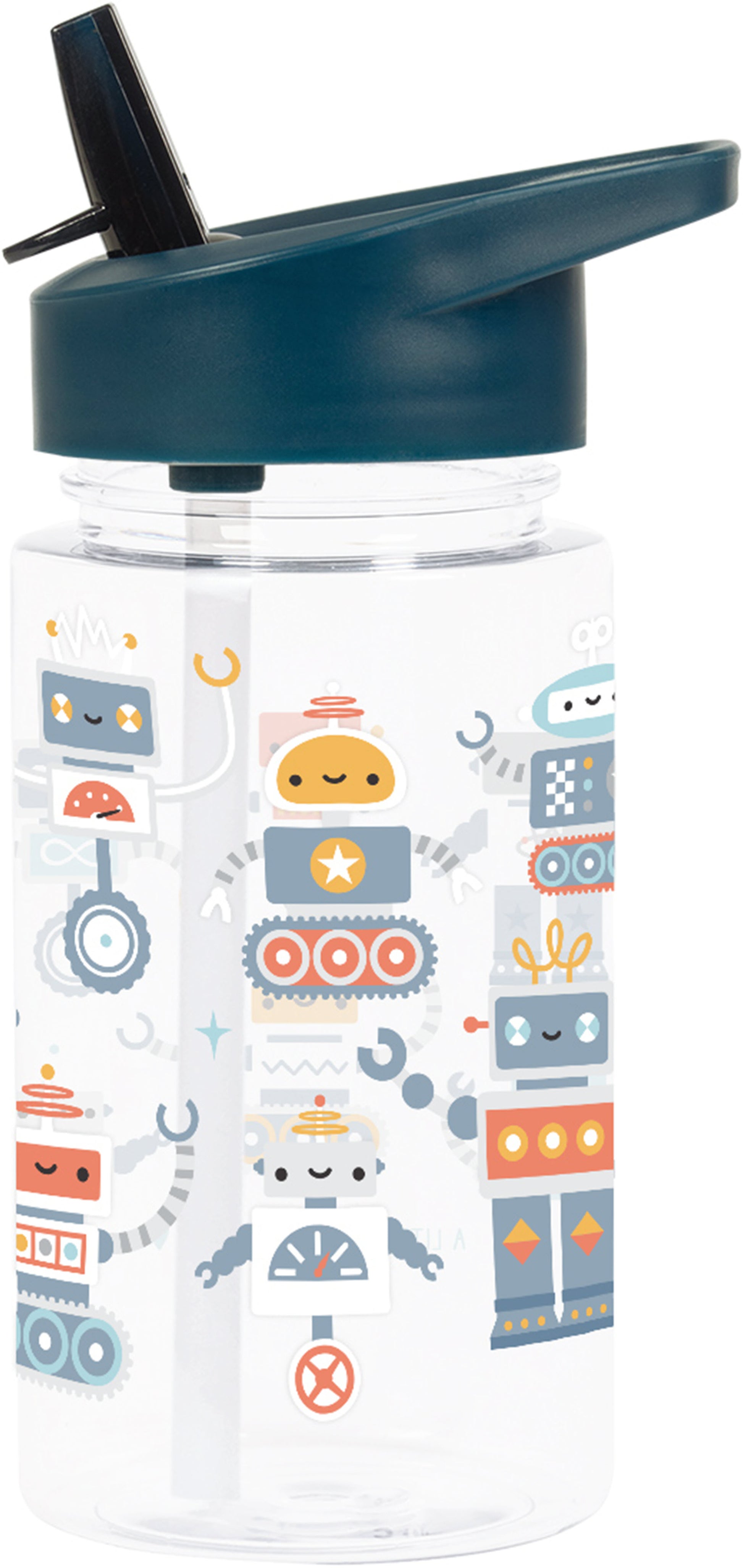 ALLC Kindertrinkflasche 450 ml – mit Strohhalm, Tritan, Robots