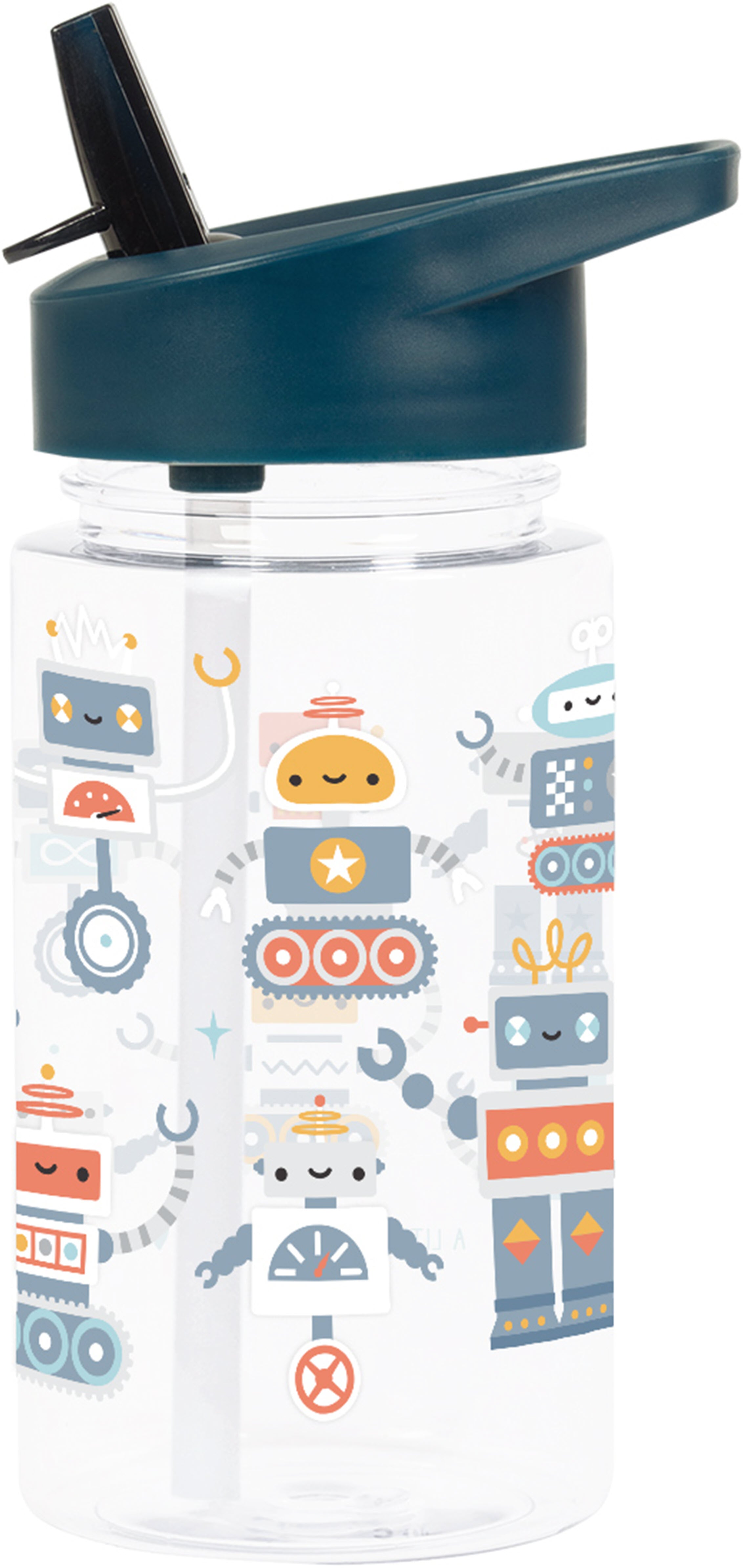 ALLC Kindertrinkflasche 450 ml – mit Strohhalm, Tritan, Robots