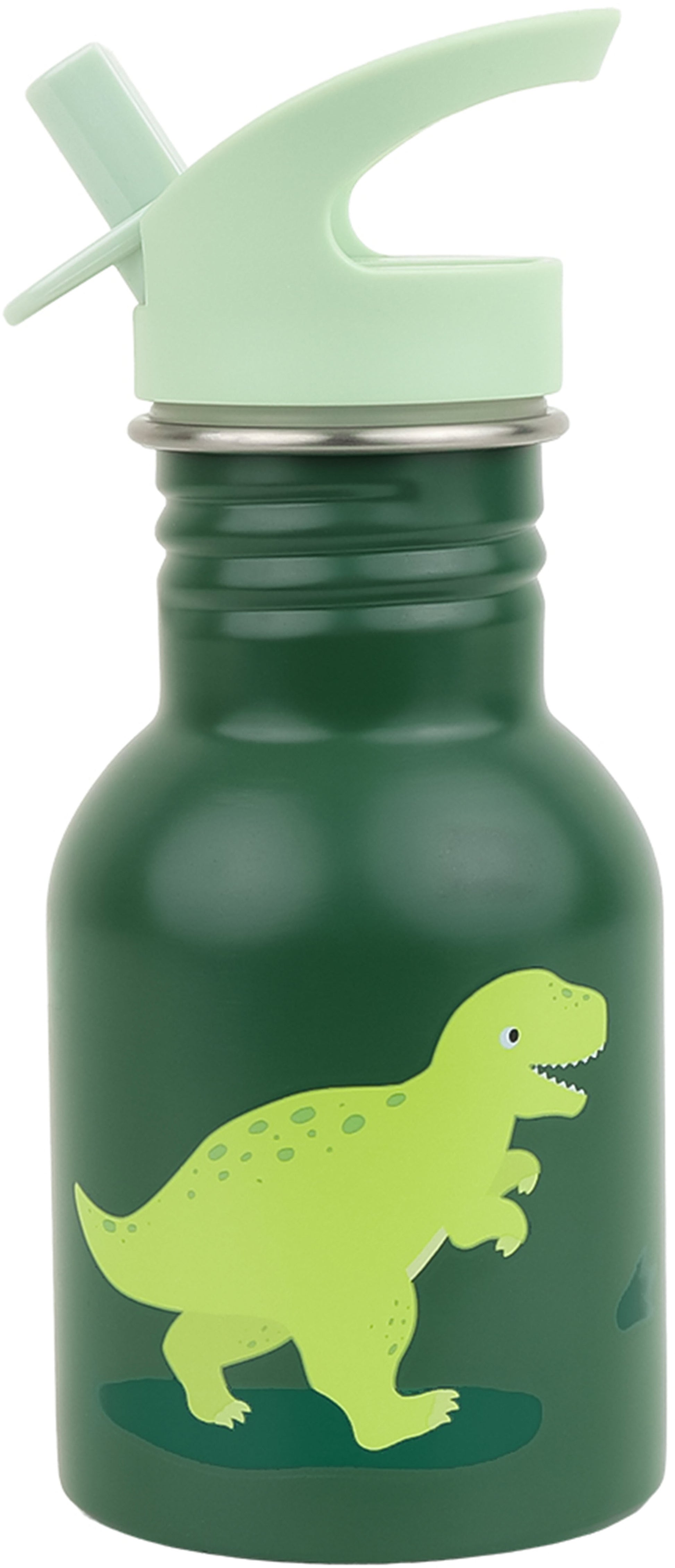 Allc DBSMDI112 Isolierflasche 350 ml – Doppelwandig, Edelstahl, mit Strohhalm, Dinosaurier