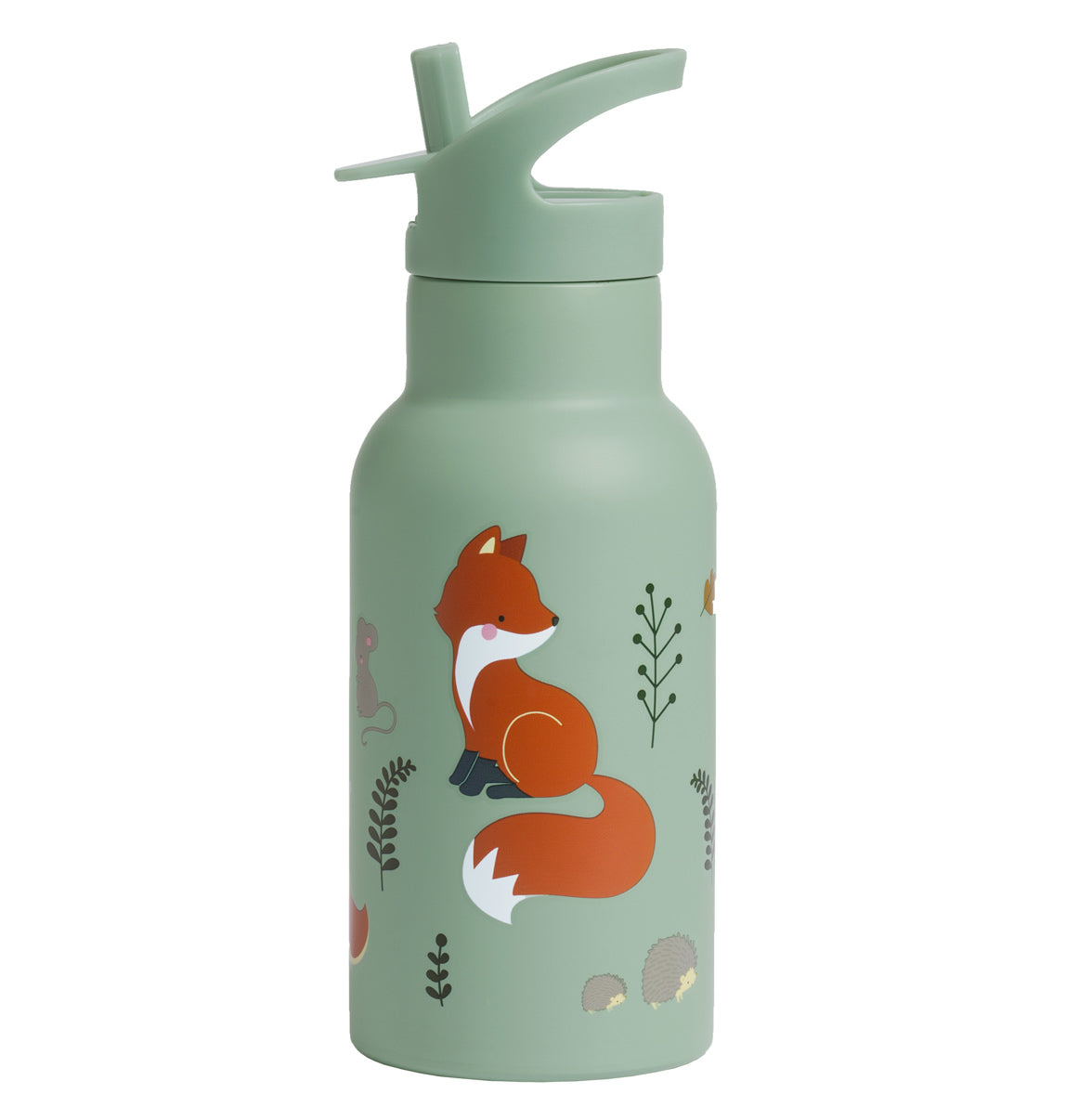 ALLC Forest Friends DBSSFF41 Isolierflasche – doppelwandig, Edelstahl, mit Strohhalm