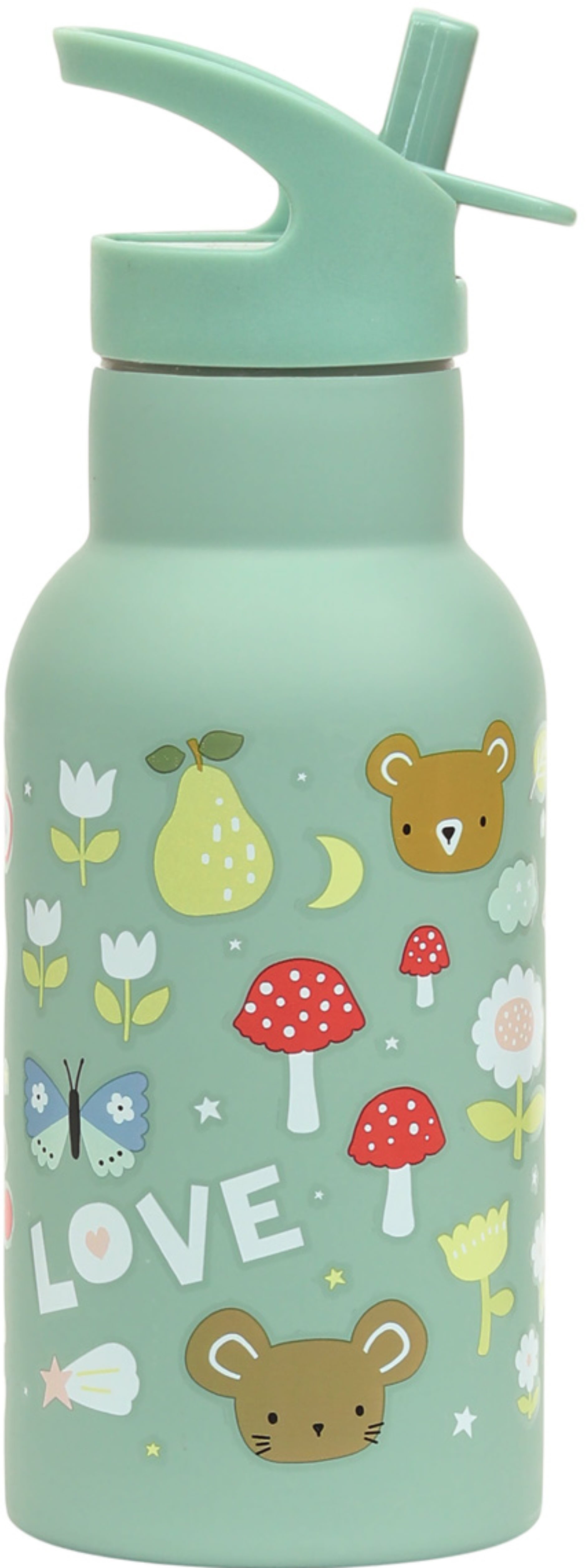 ALLC DBSSJO71 Isolierflasche 350 ml – doppelwandig, Edelstahl, mit Strohhalm, Joy