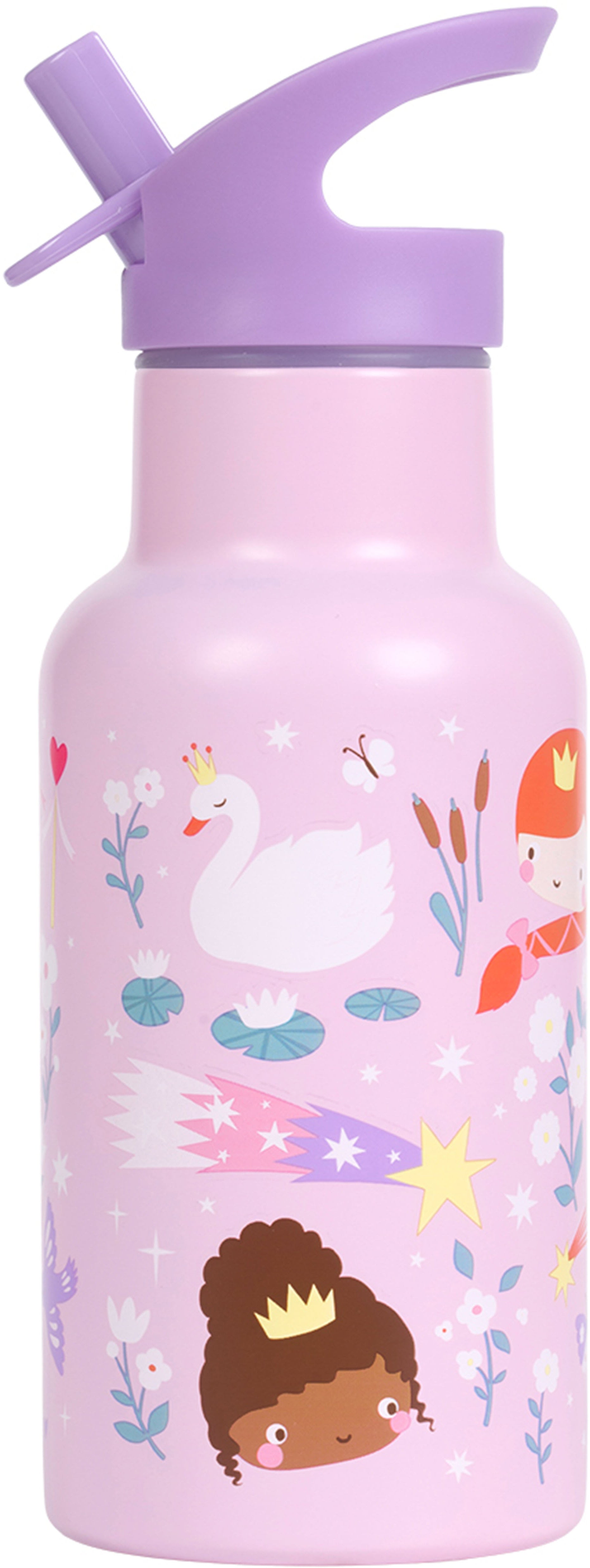 Allc Isolierflasche 350 ml – Doppelwandig, Edelstahl, mit Strohhalm, Princesses