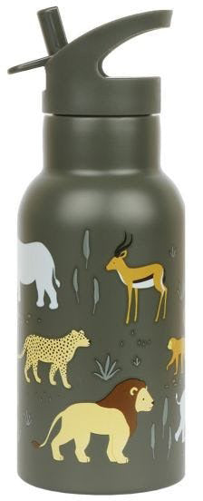 Allc Savanne Isolierflasche 7,8×20,5 cm – doppelwandig, Edelstahl, mit Strohhalm
