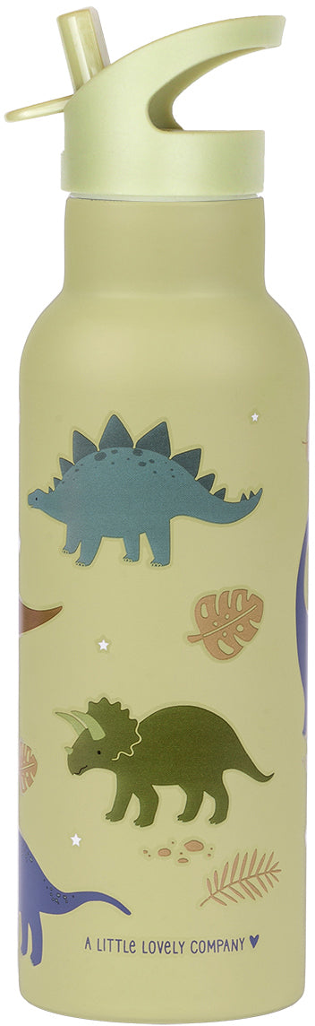 Allc Isolierflasche 500 ml – doppelwandig, Edelstahl, mit Strohhalm, Dinosaurs