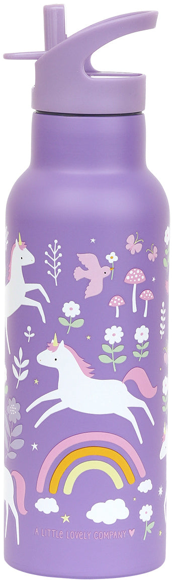 Allc Isolierflasche 500 ml – Doppelwandig, Edelstahl, mit Strohhalm, Unicorn Dreams