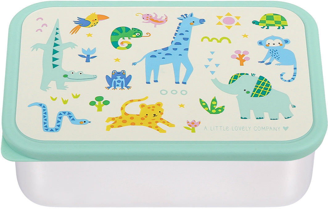Allc Lunchbox 17,5 × 6 × 12,5 cm, Edelstahl/Polypropylen (PP), Jungle, luftdicht
