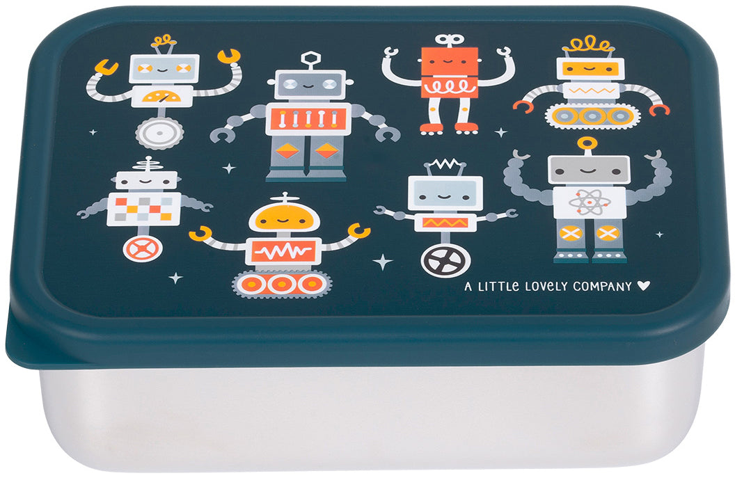 Allc Lunchbox 17,5 × 6 × 12,5 cm, Edelstahl/Polypropylen (PP), Robots-Print, luftdicht