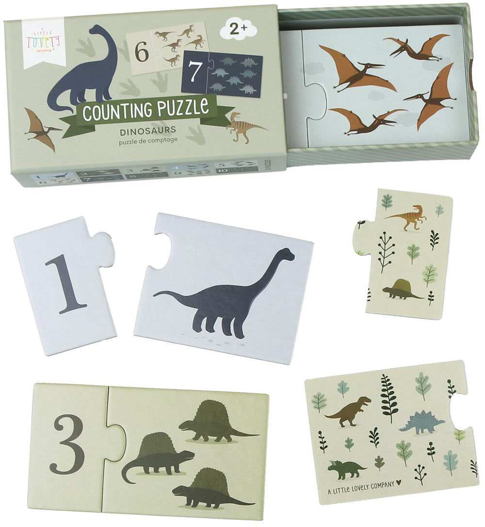 Allc Lernspiel – Zahlenpuzzle Dinosaurier, 10 zweiteilige Puzzles