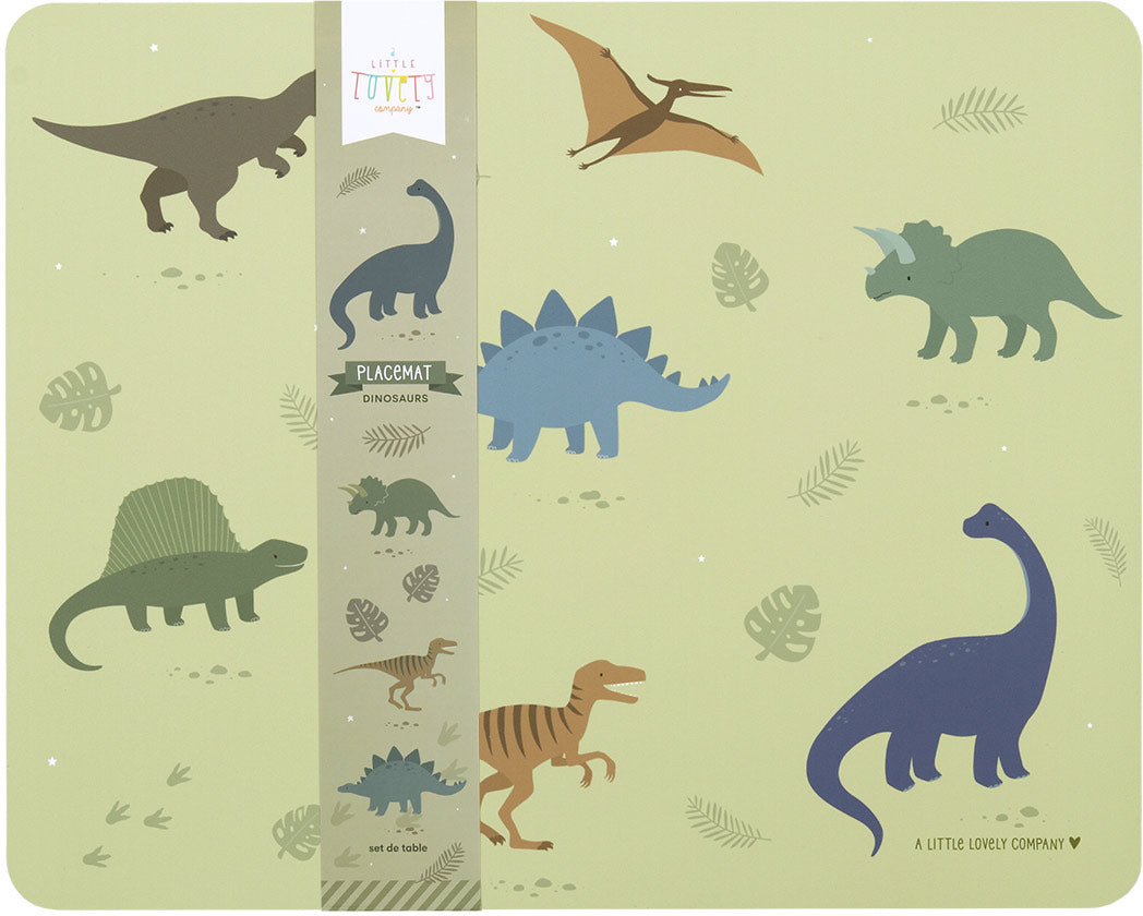 Allc Tischset PMDIGR03 – 34 × 42,5 × 0,1 cm, Vinyl, Dinosaurier-Motiv, rutschfest, abwischbar