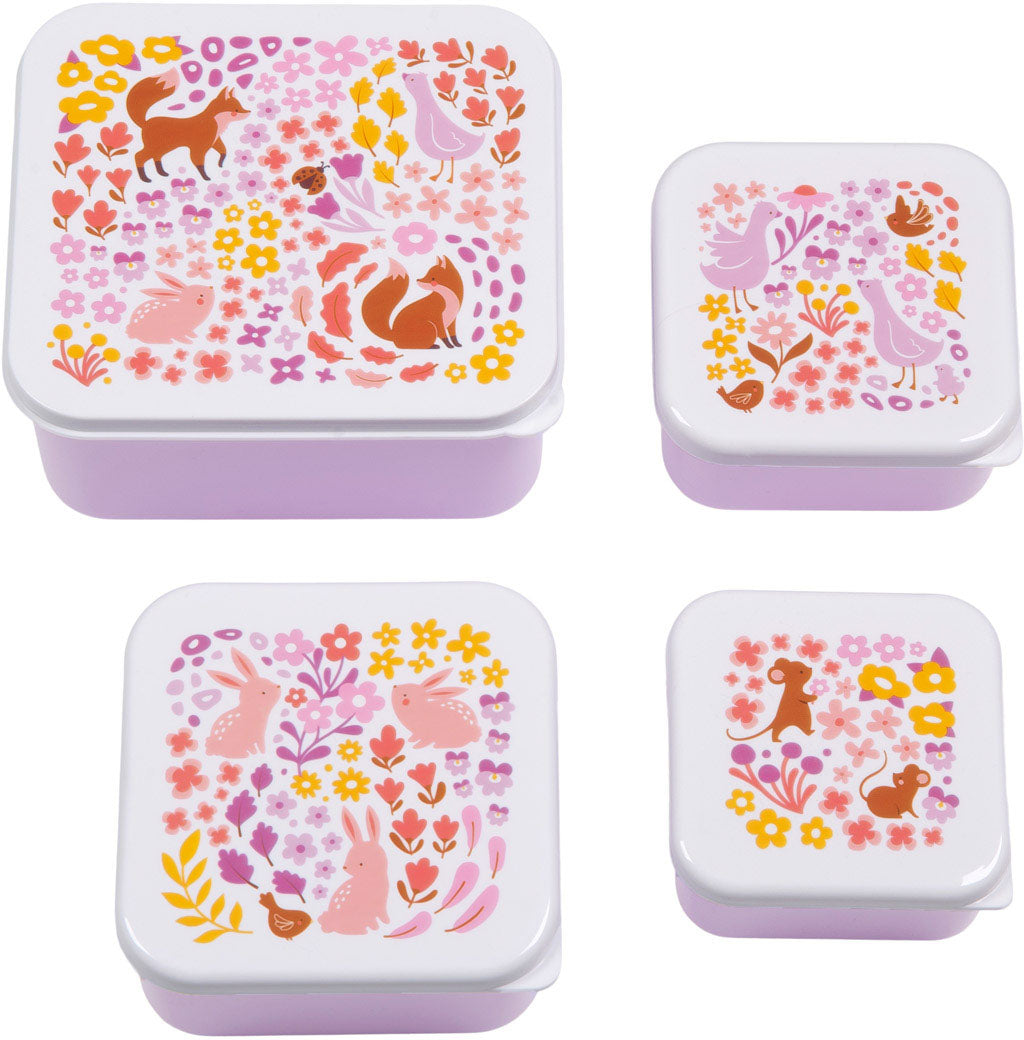 Allc Lunch- & Snackboxen SBSEFG83 Flower Garden – 4-teiliges Set, 14,0 × 15,5 × 7,0 cm, mit Deckel