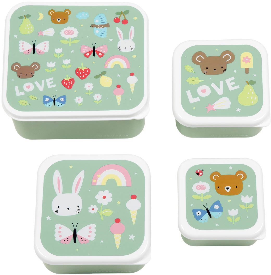 Allc Lunchbox-Set 4-teilig, 15,5 × 14 × 7,5 cm (inkl. 3 Snackboxen)