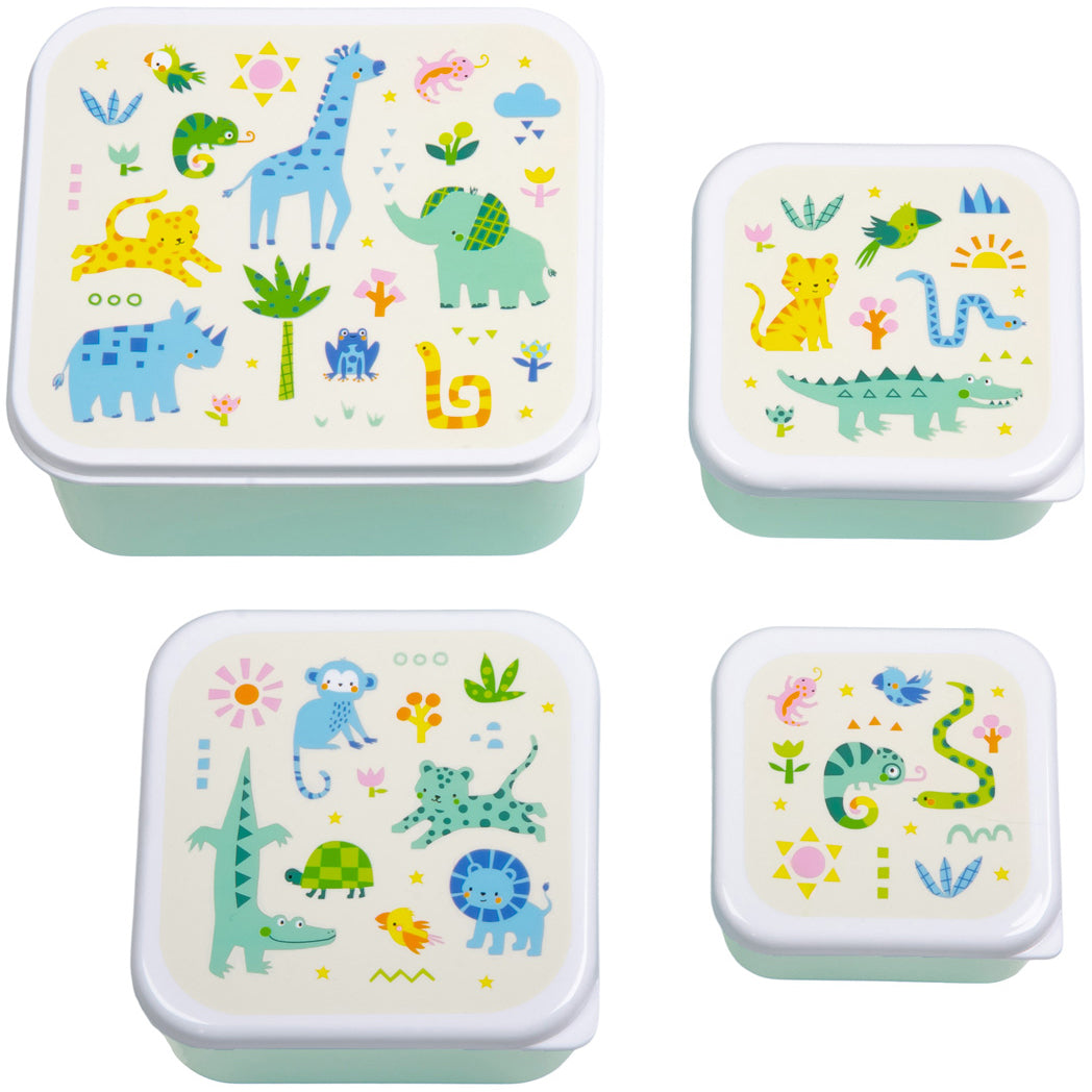 Allc Lunchbox-Set 4-teilig, 15,8 × 14 × 7 cm, verschiedene Grössen, Dschungel-Design