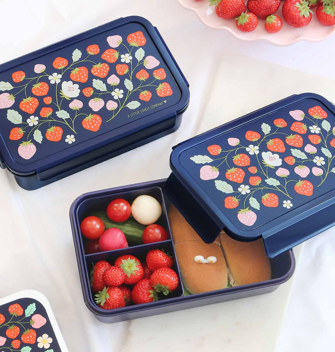 Allc Lunchbox 1,2 l, 14,5 × 22 × 8 cm, Erdbeere