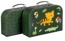 Allc Jungle Tiger Aufbewahrungsbox 2-teilig – Karton – mit Metallgriff und Schnalle – 210 × 95 × 295 mm