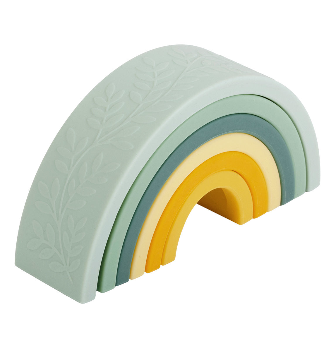 Allc Stapelspiel – Blattmuster – 12,1 × 4,1 × 14,1 cm – Silikon – Salbeigrün