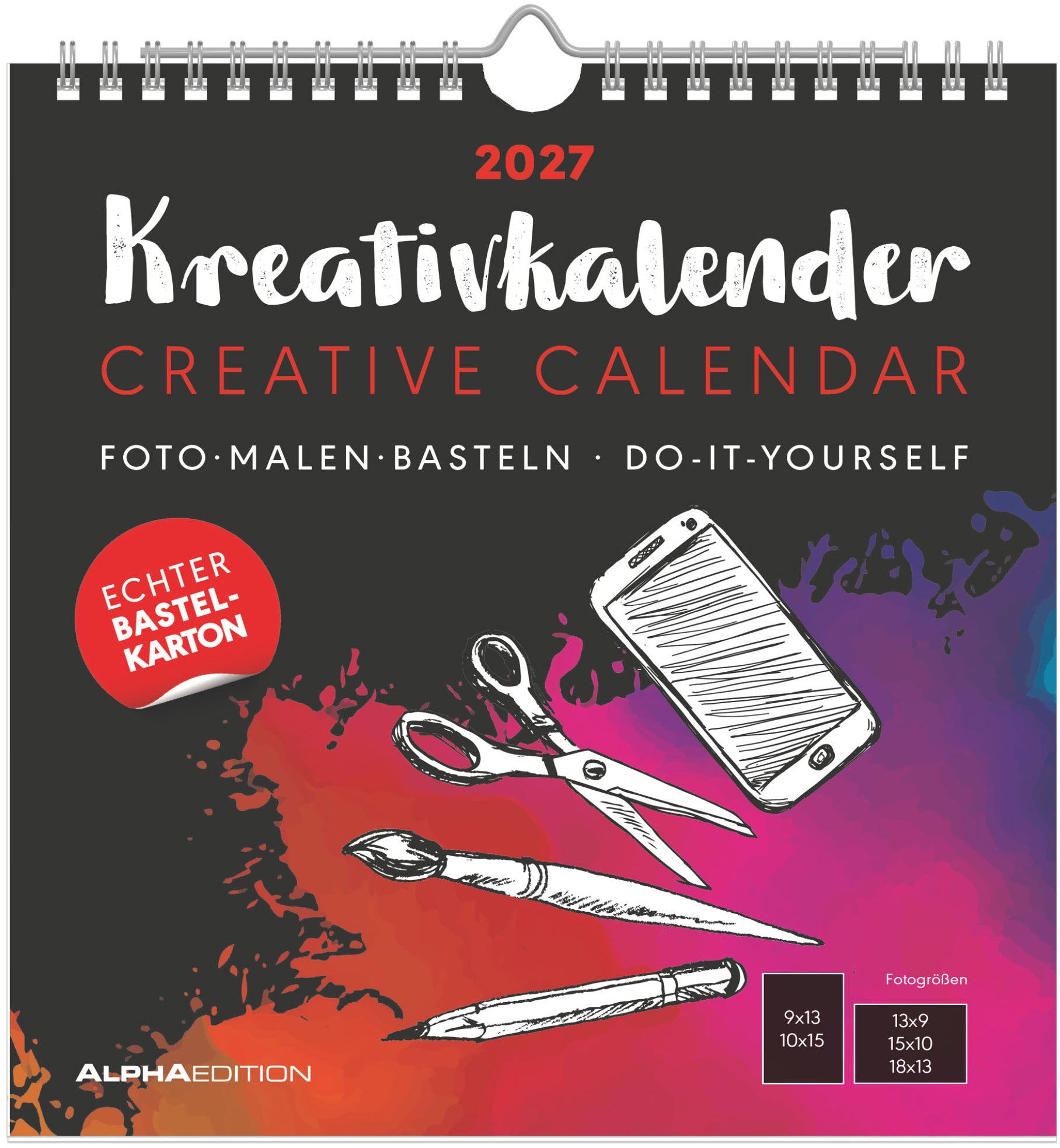 Alpha edition Bastelkalender 2027 – 22,5 × 21 cm – 1 Monat/Seite