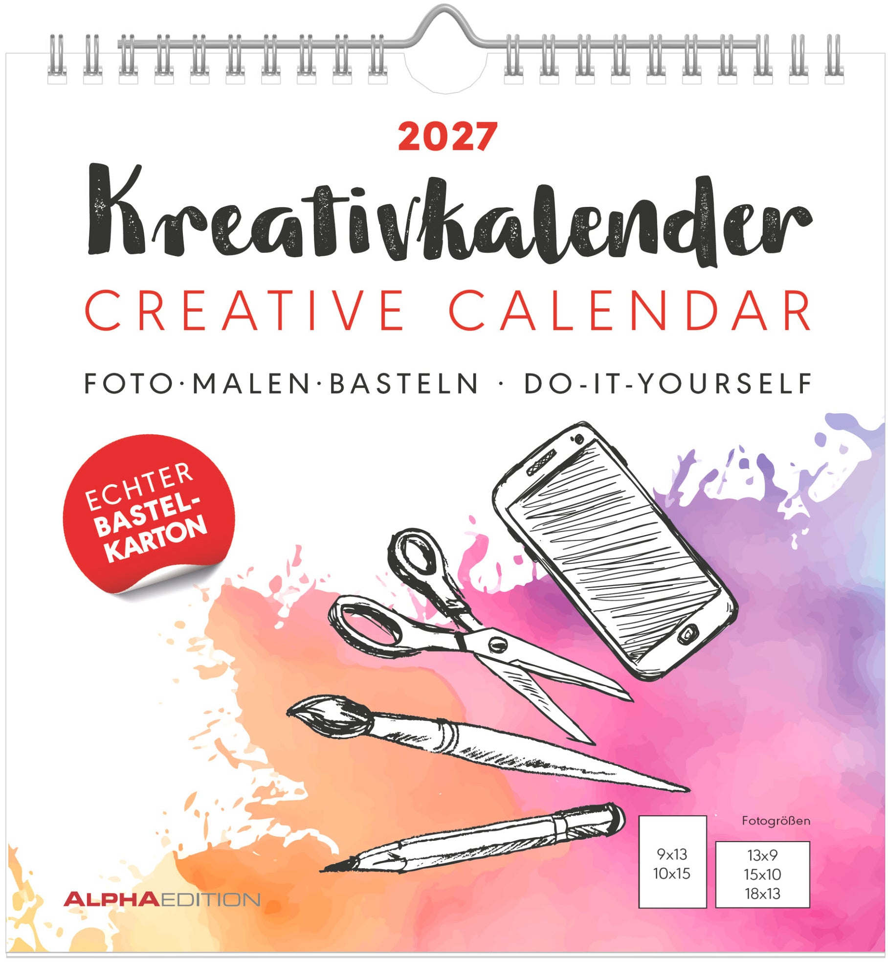 Alpha Edition – Bastel-Dauerkalender, Monat, 2027, 20 × 23 cm