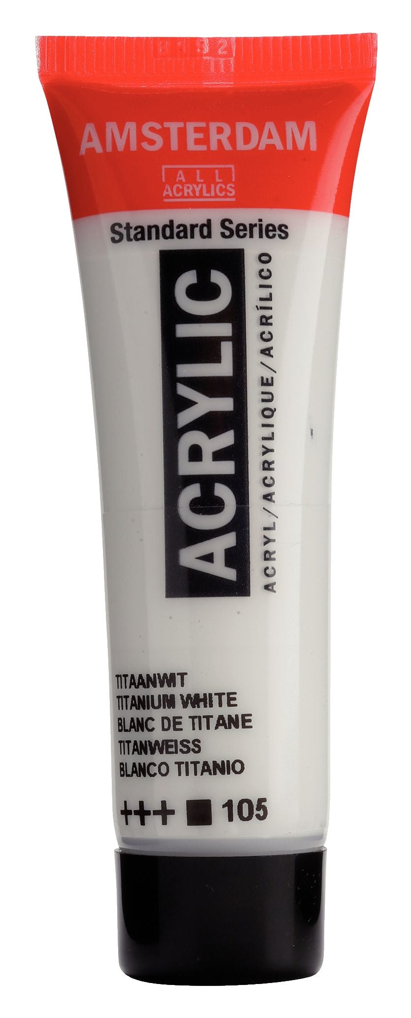 Royal Talens Amsterdam Acrylfarbe – Titanweiss 105, seidenmatt – 20 ml – für leicht poröse Oberflächen