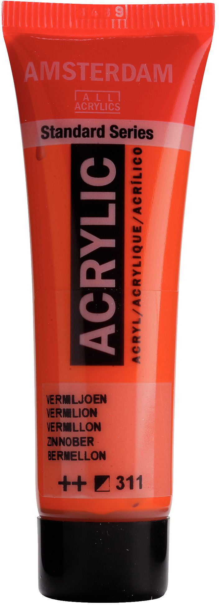 Royal Talens Amsterdam Acrylfarbe – Zinnober 311, seidenmatt – 20 ml Tube – für Leinwand, Papier, Holz