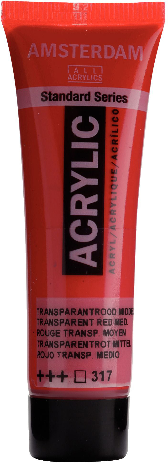 Royal Talens AMSTERDAM Standard Acrylfarbe – Transparentrot Mittel 317, seidenmatt – 20 ml – für Leinwand, Papier, Holz