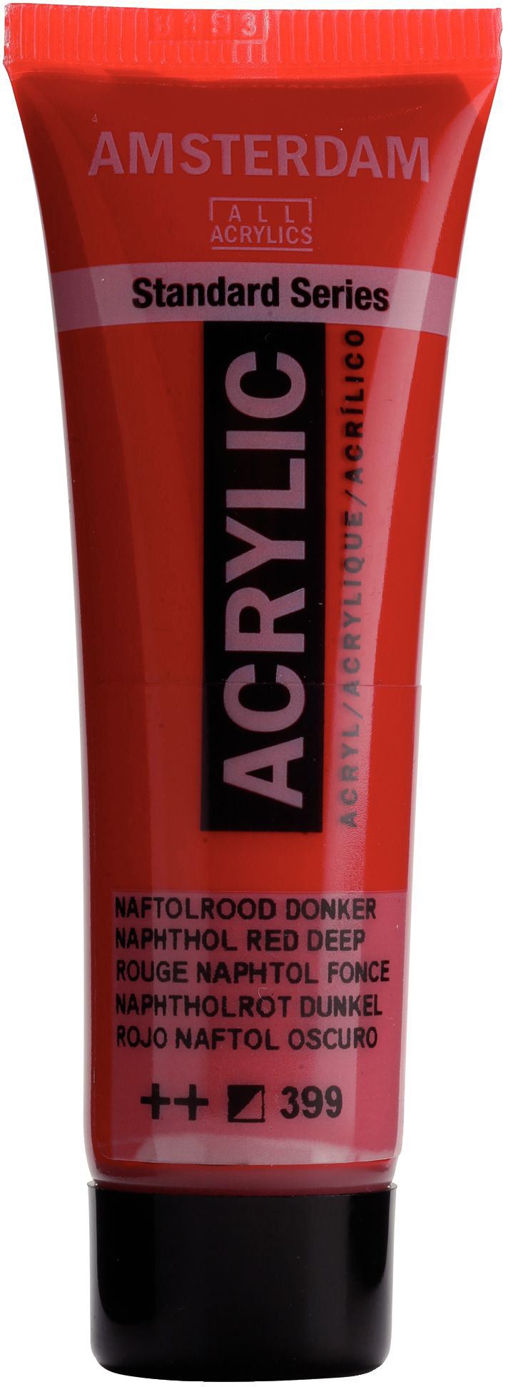 Royal Talens AMSTERDAM Acrylfarbe – Naphtholrot Dunkel 399, seidenmatt – 20 ml Tube – für Leinwand, Papier, Holz