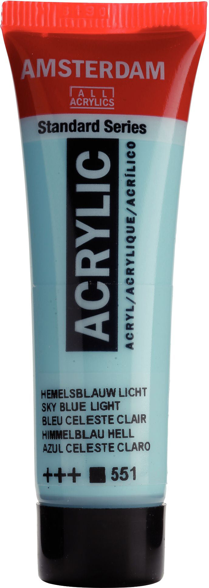 Royal Talens Amsterdam Acrylfarbe – Hellhimmelblau 551, seidenmatt – 20 ml – für Leinwand, Papier, Holz