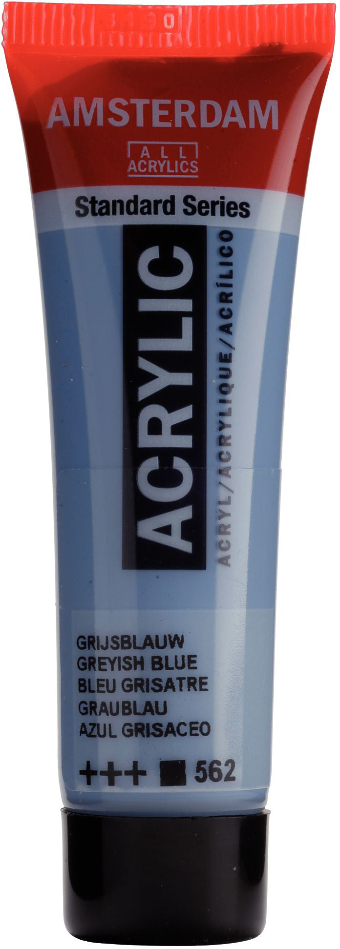 Royal Talens AMSTERDAM Standard Serie Acrylfarbe – Graublau 562, seidenmatt – 20 ml – für Leinwand, Papier, Holz