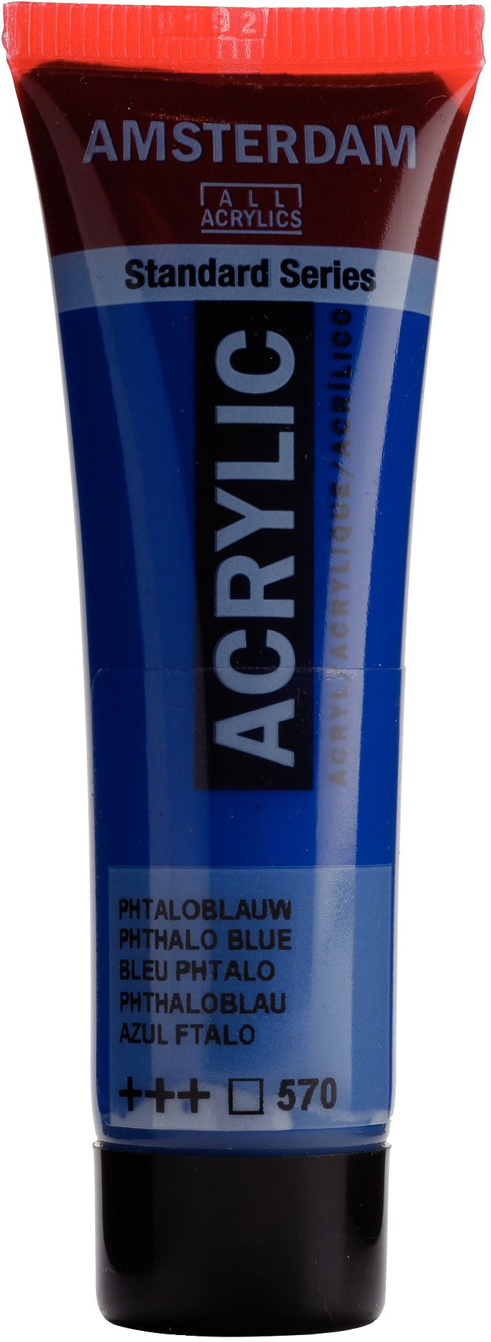 Royal Talens Amsterdam Acrylfarbe – Phthaloblau 570, seidenmatt – 20 ml – für Leinwand, Papier, Holz
