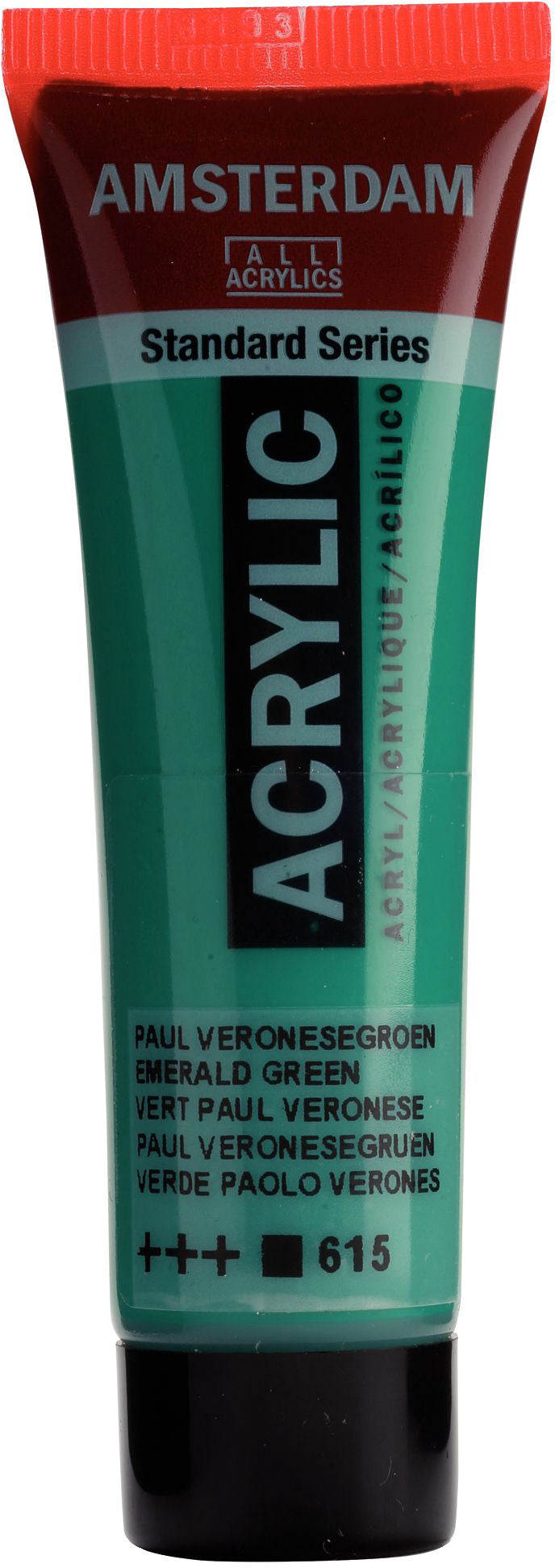 Royal Talens Amsterdam Standard Serie Acrylfarbe – Paul Veronesegrün 615, seidenmatt – 20 ml – für Leinwand, Papier, Holz