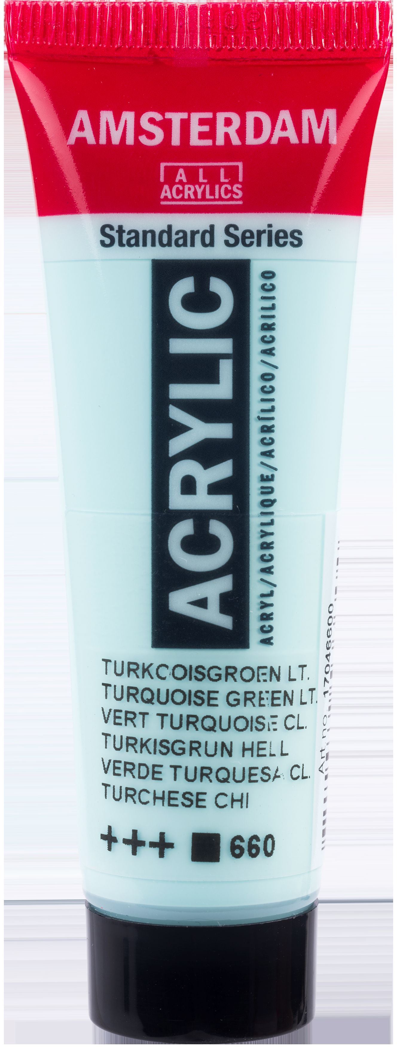 Royal Talens AMSTERDAM Acrylfarbe – Hell Türkisgrün 660, seidenmatt – 20 ml – für Leinwand, Papier, Holz