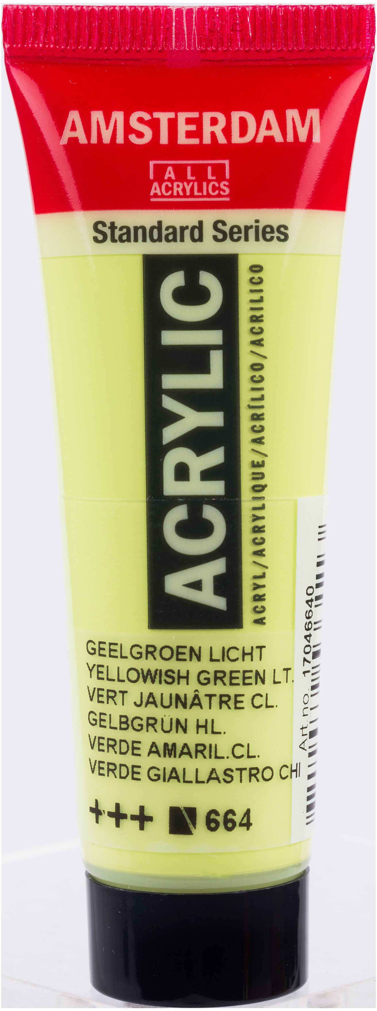Royal Talens AMSTERDAM Standard Serie Acrylfarbe – Hellgelbgrün 664, seidenmatt – 20 ml – für Leinwand, Papier, Holz