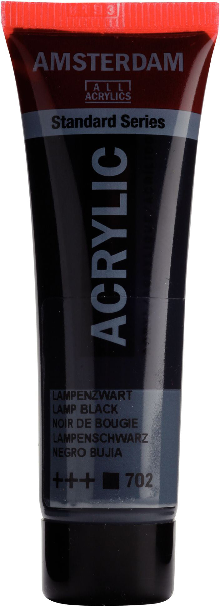 Royal Talens AMSTERDAM Standard Serie Acrylfarbe – Lampenschwarz 702, seidenmatt – 20 ml – für Leinwand, Papier, Holz