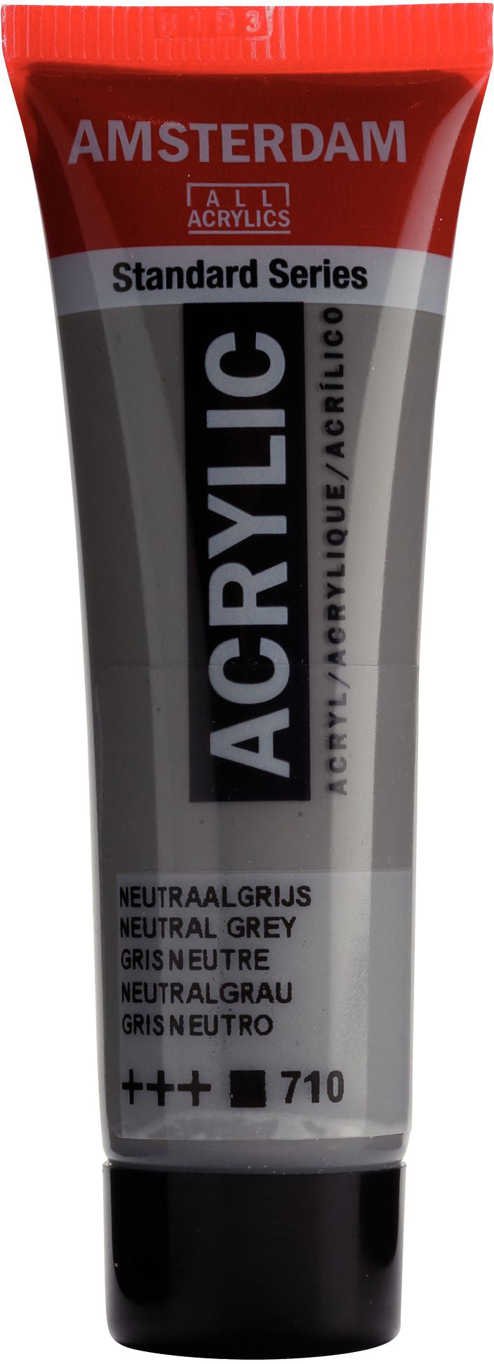 Royal Talens AMSTERDAM Standardserie Acrylfarbe – Neutralgrau 710, seidenmatt – 20 ml – für Leinwand, Papier, Holz