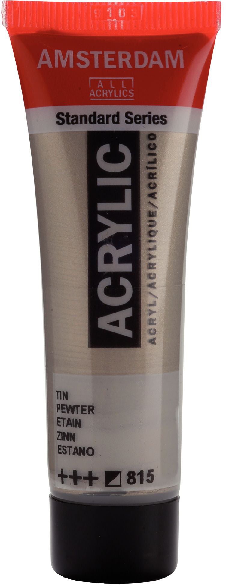 Royal Talens AMSTERDAM Standard Serie Acrylfarbe – Zinn 815, seidenmatt – 20 ml – für Leinwand, Papier, Holz