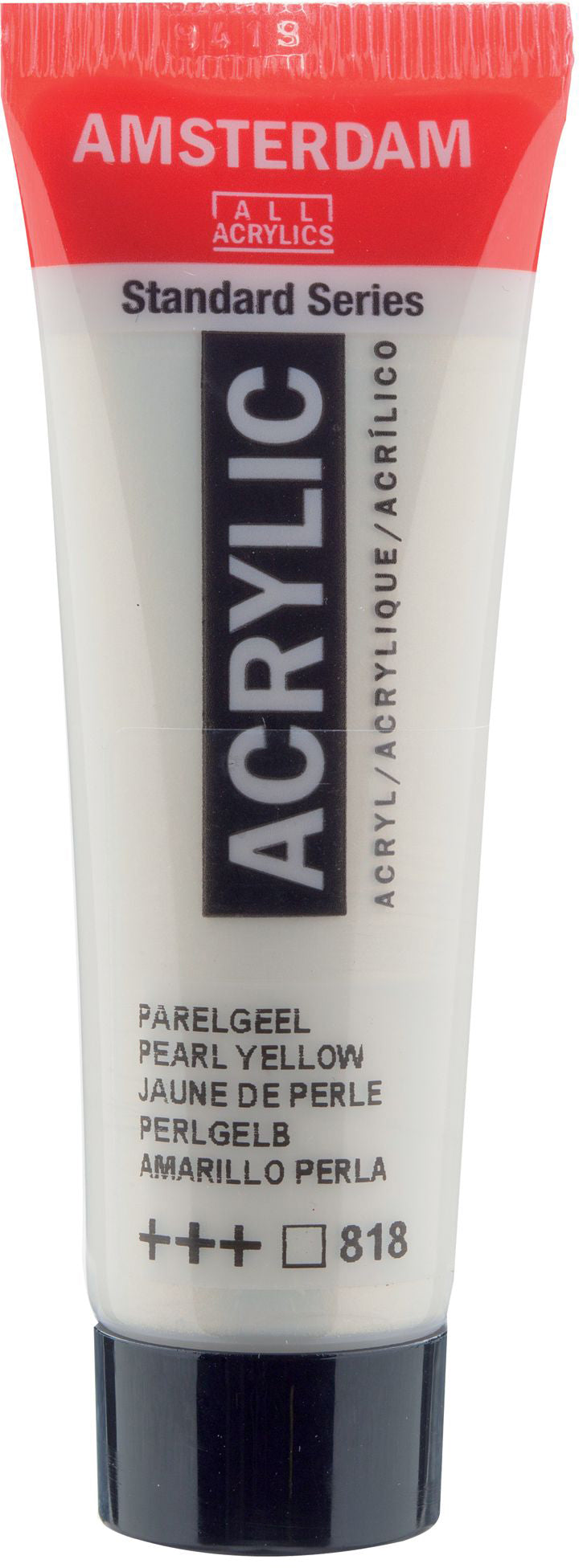 Royal Talens AMSTERDAM Acrylfarbe – Perlgelb 818, seidenmatt – 20 ml – für Leinwand, Papier, Holz