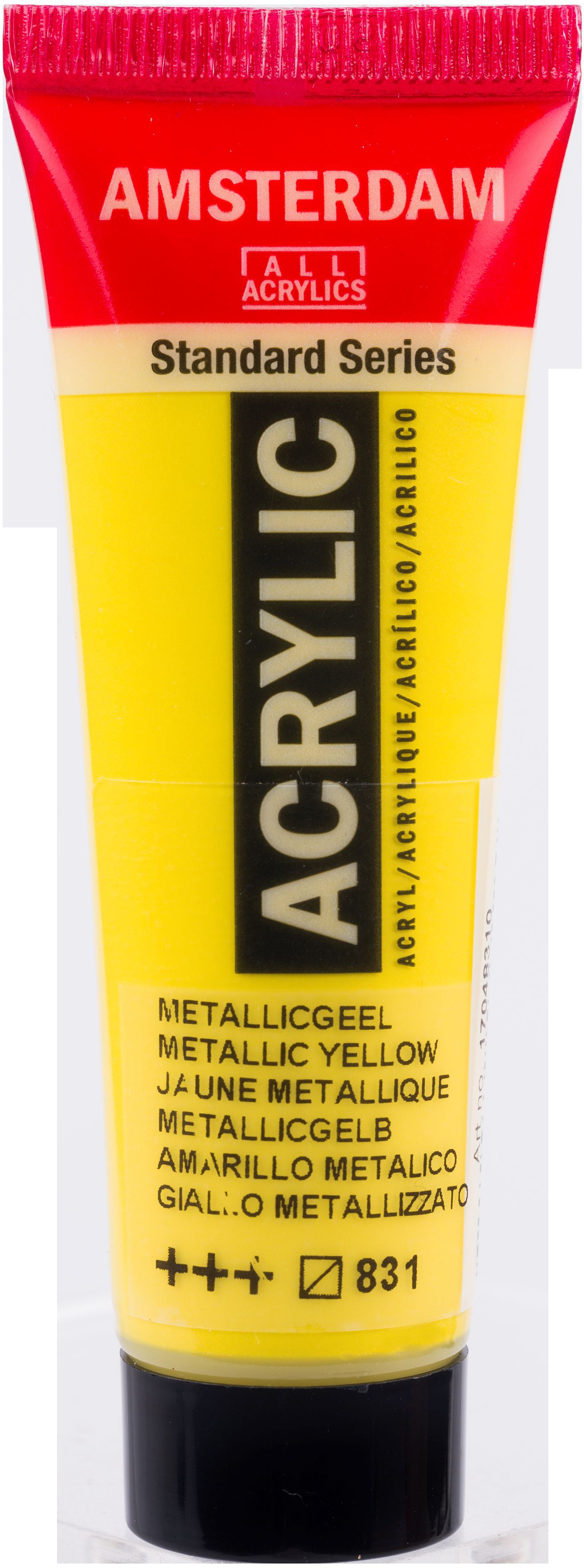 Royal Talens AMSTERDAM Acrylfarbe – Metallic Gelb 831, seidenmatt – 20 ml – für Leinwand, Papier/Karton, Holz