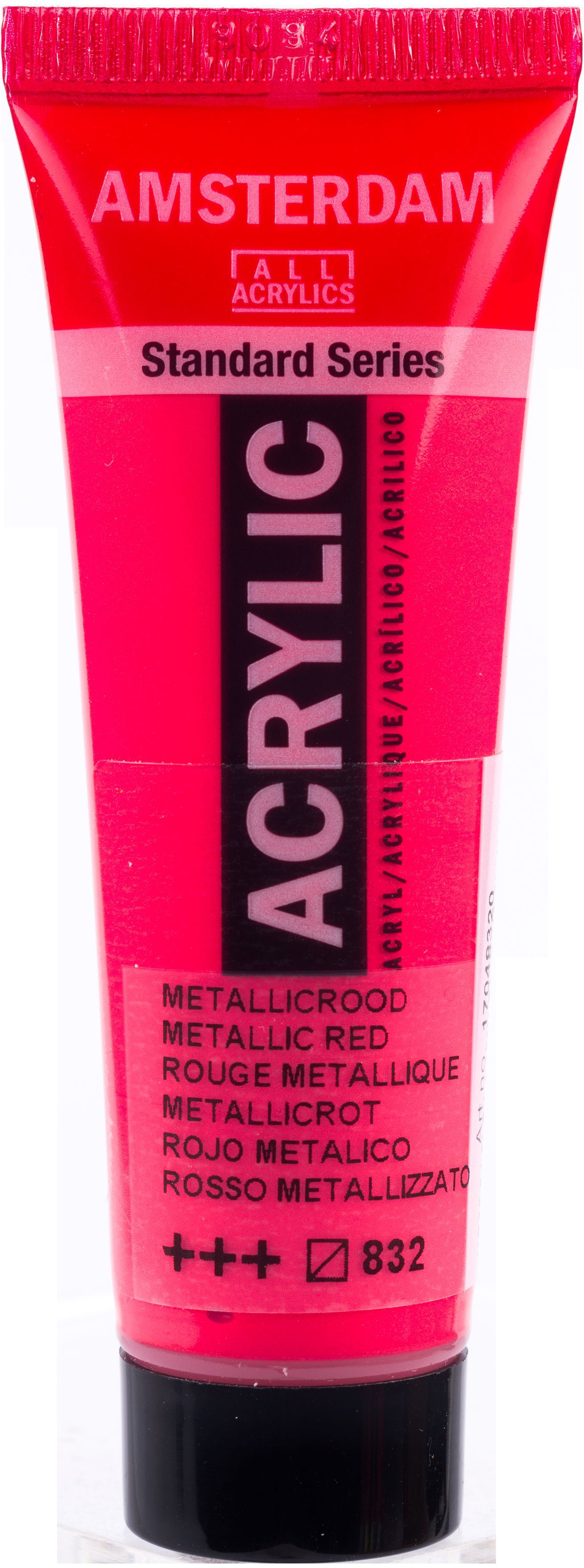 Royal Talens AMSTERDAM Standard Serie Acrylfarbe – Rot 832, seidenmatt, Metallic – Tube 20 ml – für Leinwand, Papier, Holz
