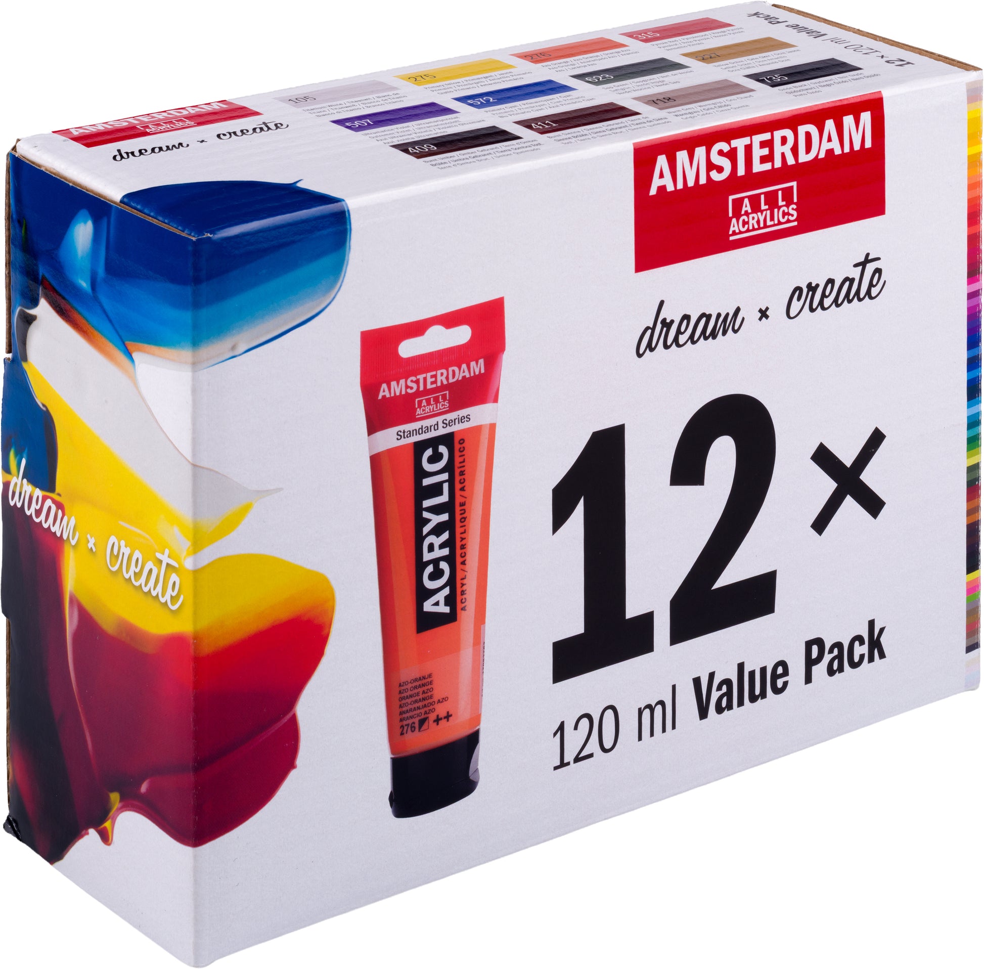 Royal Talens Amsterdam Standard-Serie Acrylfarbe – 12 Farben (12×120 ml, 1,44 l)