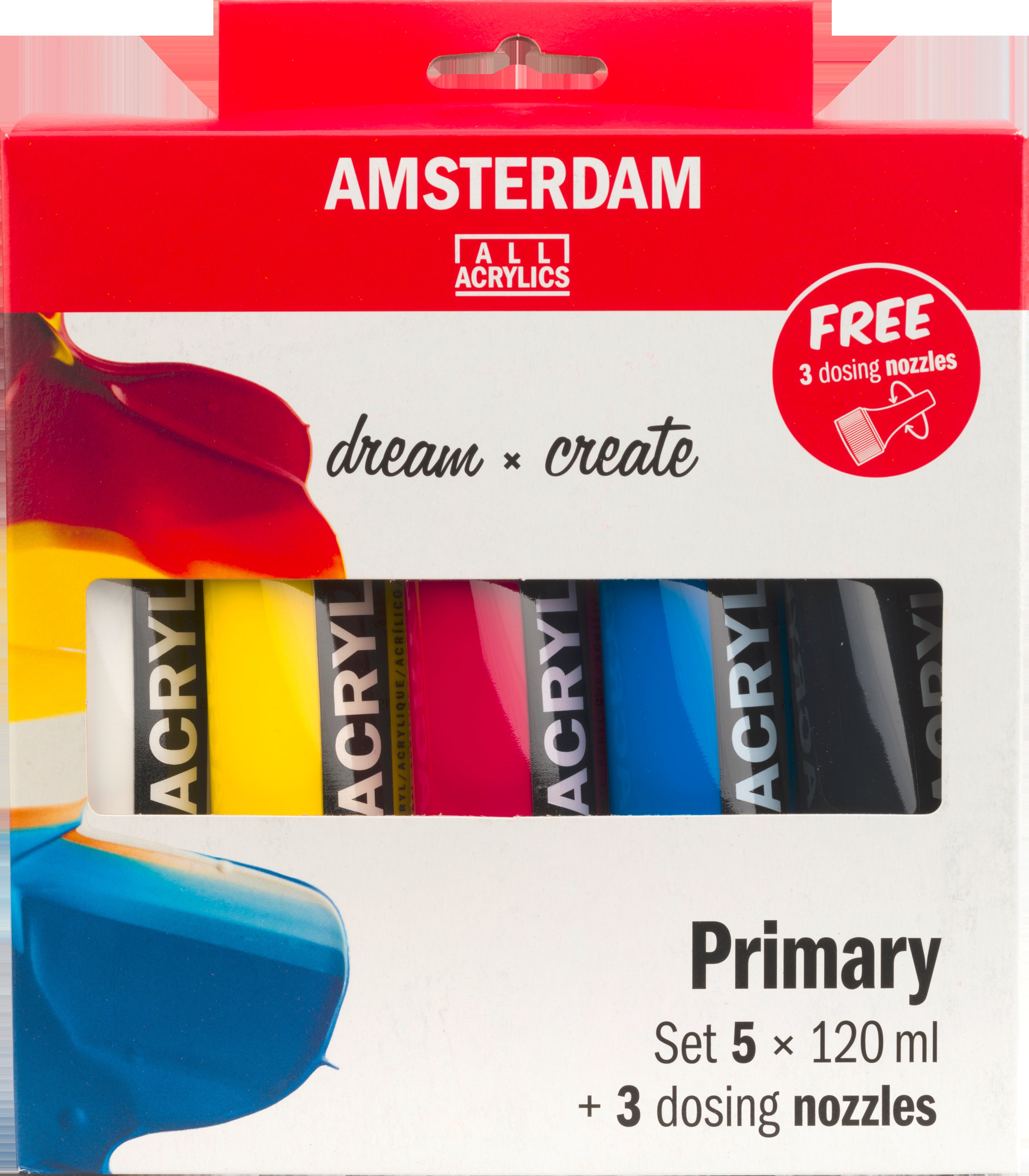 Royal Talens AMSTERDAM Standard Serie Acrylfarbe – 5×120 ml (600 ml) – seidenmatt – für Leinwand, Papier, Holz