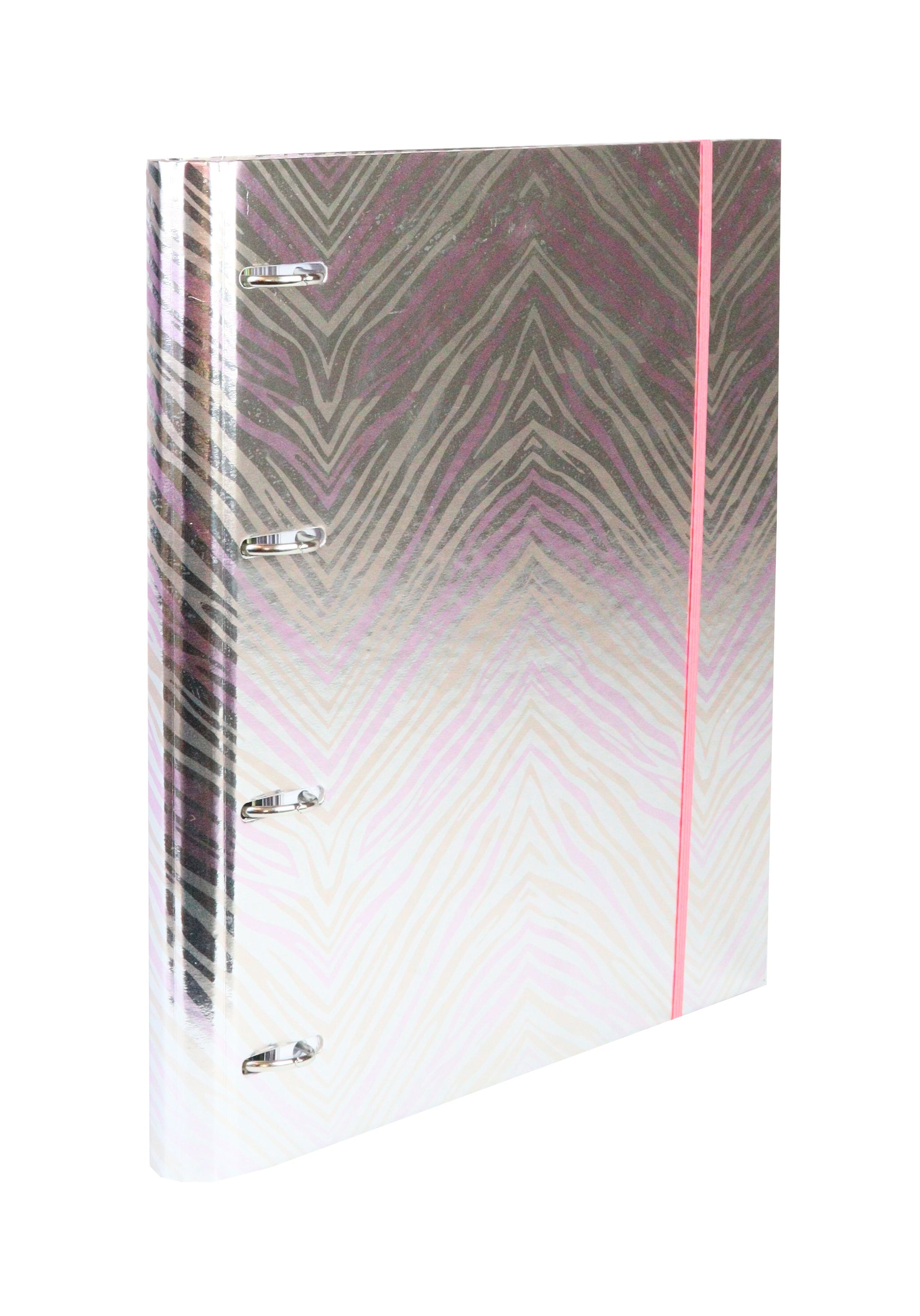 Ancor Pink Zebra Ringbuch – 4-Ring – für A4 – Rückenbreite 4 cm – Pink