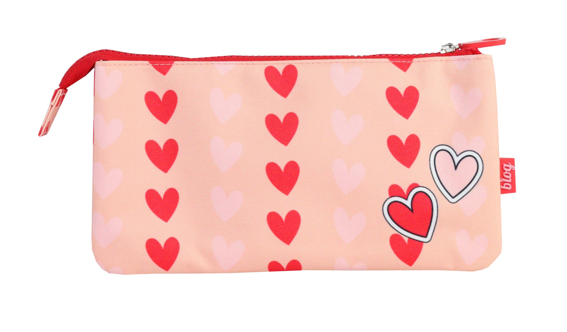 Ancor Girl Power – Schüleretui, 3 Klappen, Herzen, Rot, 12 × 2,5 × 22,5 cm