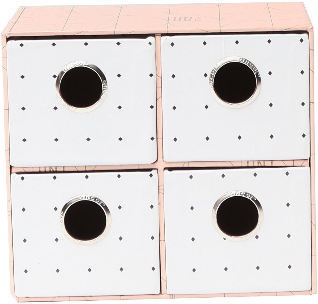 Ancor Unique 122060 Schubladenelement – 4 Schubladen, weiss, B 155 × H 105 × T 175 mm