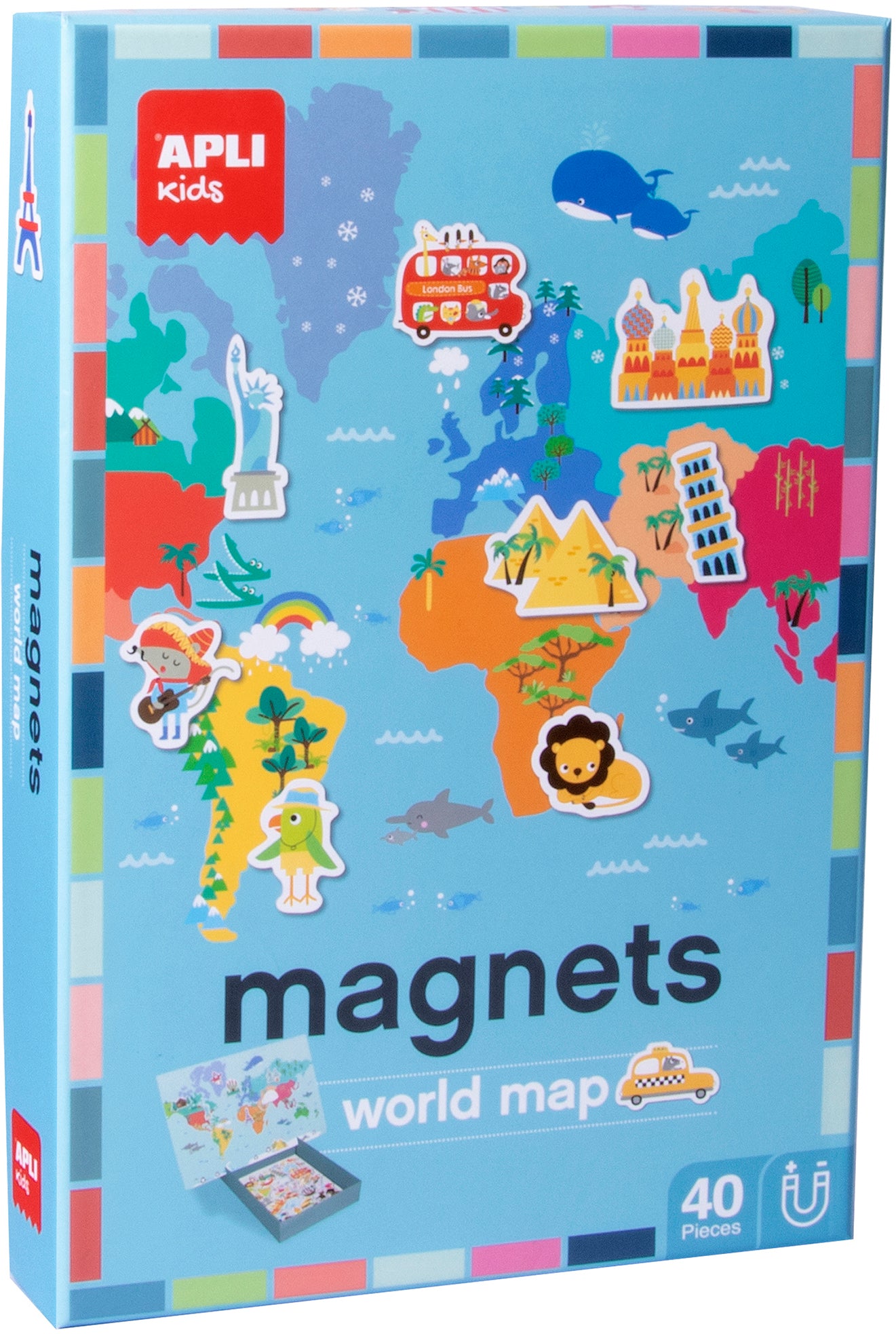 APLI Kids Magnet-Set – Weltkarte, 40 Teile