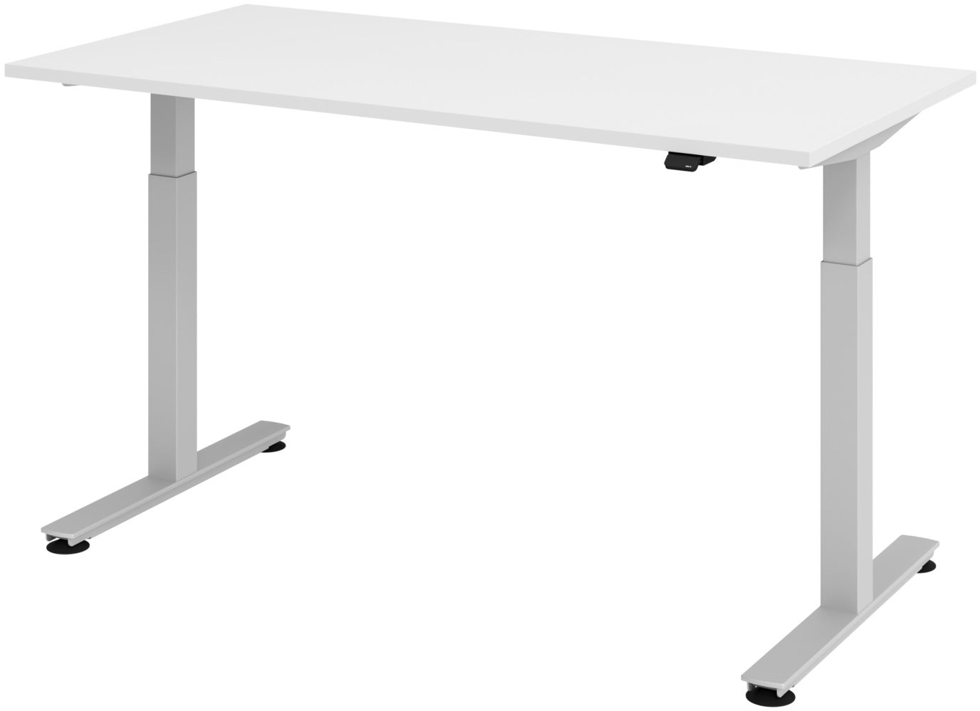 Apollo ONE – Sitz-/Steh-Tisch, elektrisch, 160 × 80 cm, Höhe 71–120 cm, 2 Motoren, 120 kg, Weiss/Silber