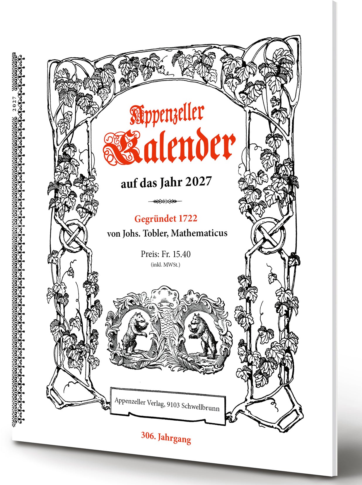 Appenzeller Behördenverzeichnis AI/AR/SG/TG – Bildkalender 2027 – 17,2 × 21,1 cm – 1 Monat/2 Seiten