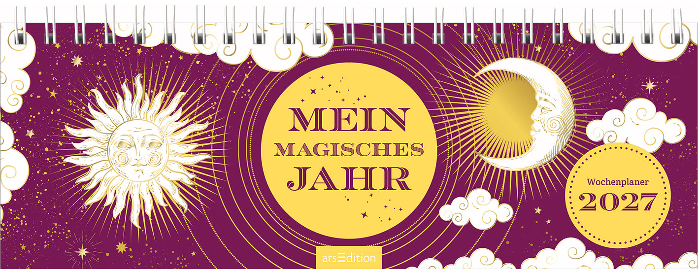 Ars edition 13934 – Tischkalender 2027, 1 Woche/1 Seite, 29,7 × 11,5 cm, Magisches Jahr