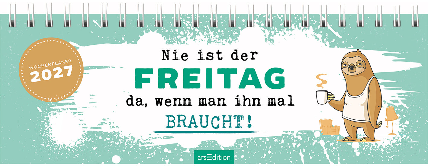 Ars edition 13935 – Tischkalender 2027, 1 Woche/1 Seite, 29,7×11,5 cm