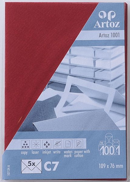 Artoz Couvert 77 × 112 mm, weinrot, 100 g/m² – Artoz – 5 Stk.