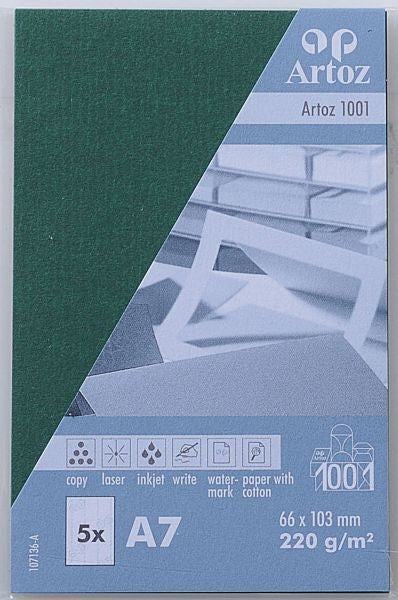 Artoz Postkarten – 77 × 113 mm – Karton, Racing Green – 220 g/m² – 5 Blatt