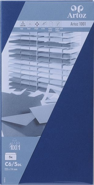 Artoz Couvert C5/6, ohne Fenster, blau, 100 g/m² – 5 Stk.